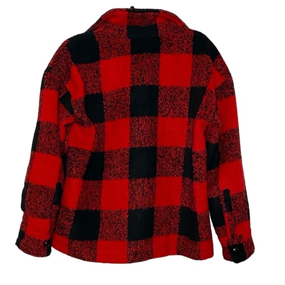 Pomander Place Tuckernuck Shirt Jacket Size Small Red Black Plaid Wool Blend - Picture 13 of 14